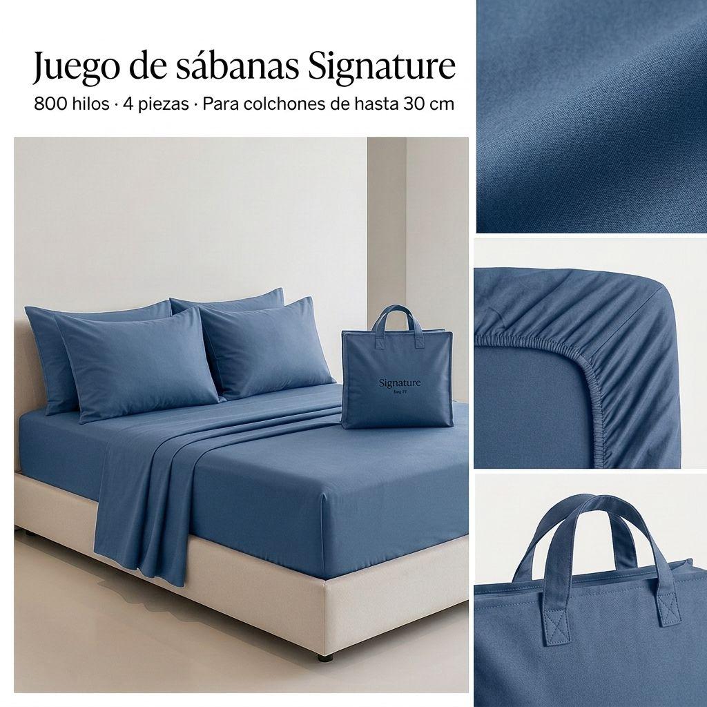 SABANAS 800 HILOS SIGNATURE AZUL ACERO 2 PLAZAS 794-8