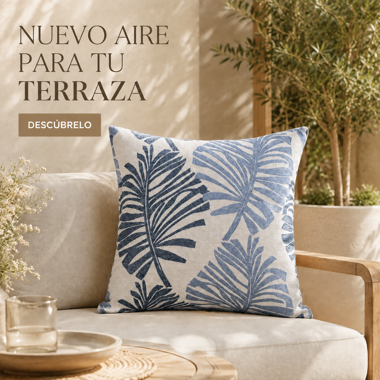 Fundas para cojin Elengantes Desing Hojas Azul  828 Alta Durabilidad-5