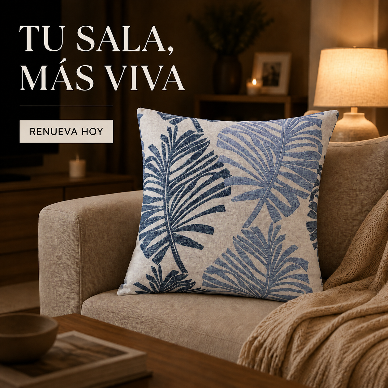 Fundas para cojin Elengantes Desing Hojas Azul  828 Alta Durabilidad-6