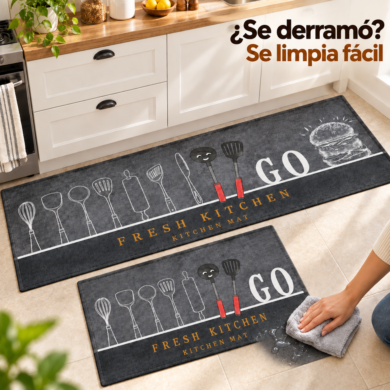 Set 2 Alfombras de Cocina Armonia Gris Oscuro Diseño 40x122 cm 268-2