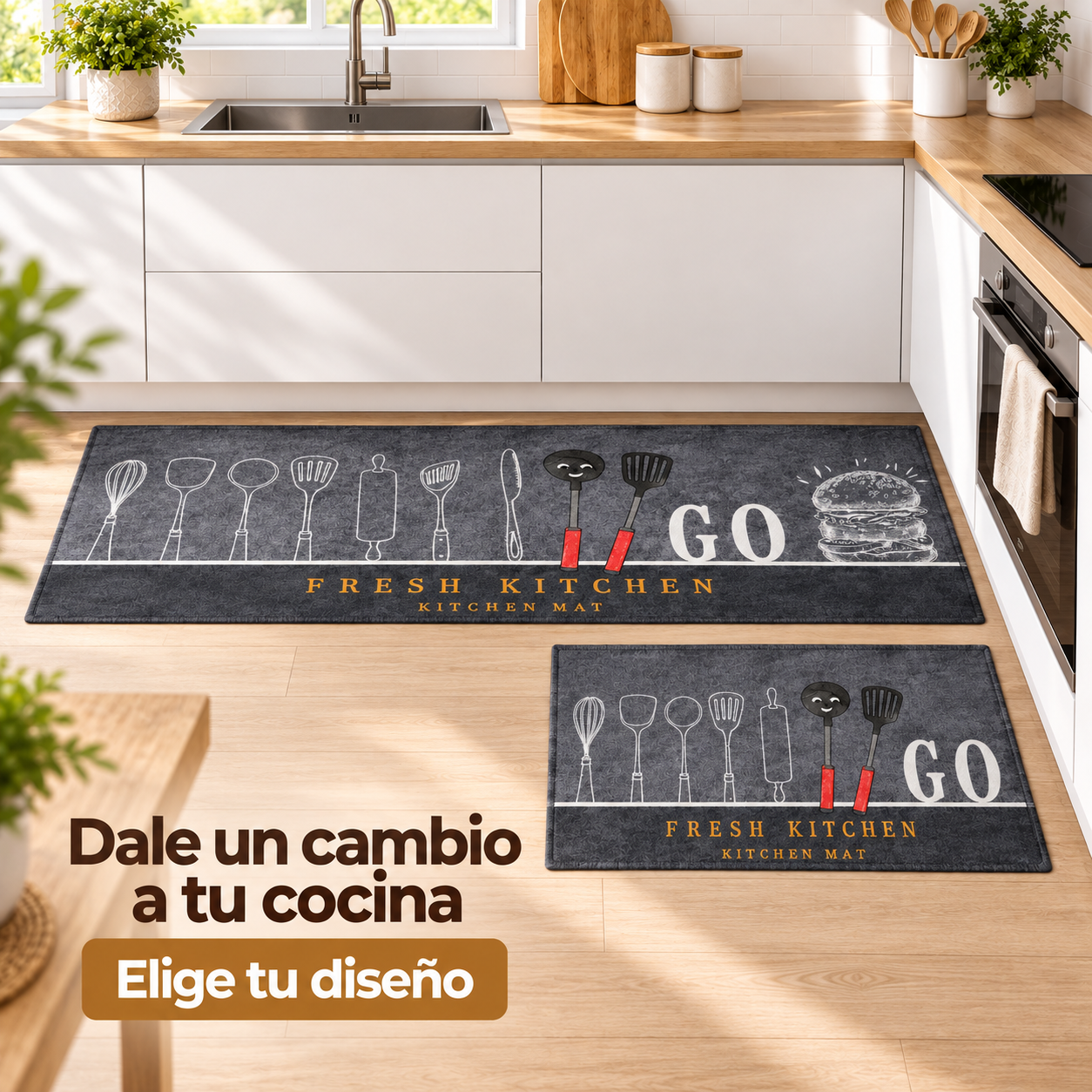 Set 2 Alfombras de Cocina Armonia Gris Oscuro Diseño 40x122 cm 268-4