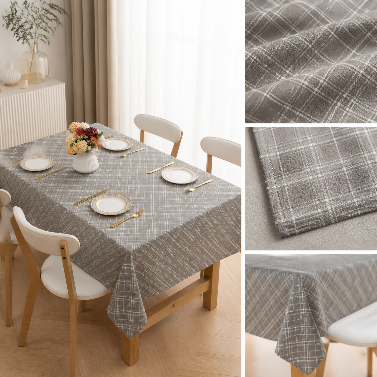 Mantel de Mesa Rectangular Gris 140x220 cm 848-2