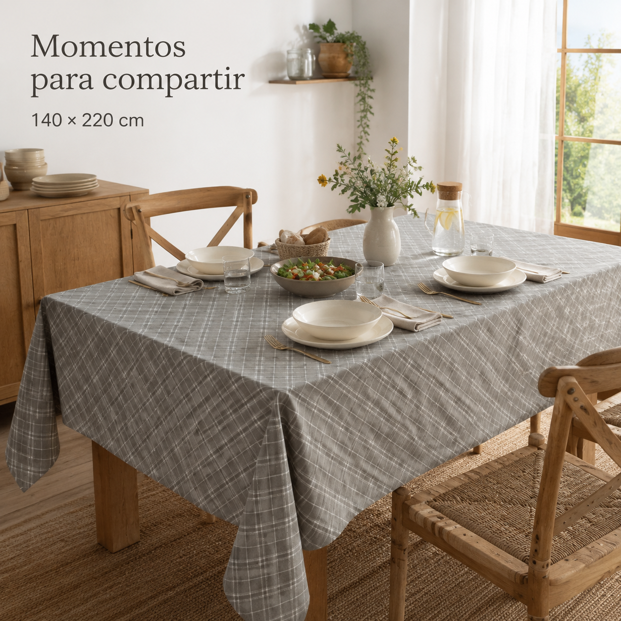 Mantel de Mesa Rectangular Gris 140x220 cm 848-5