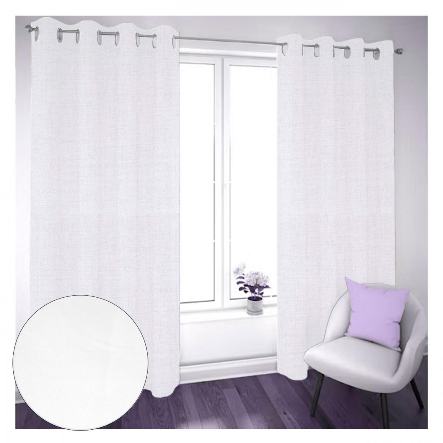 Cortina Black Out 2 Paños Decorativa Color Blanco N°80 (140X225)-1