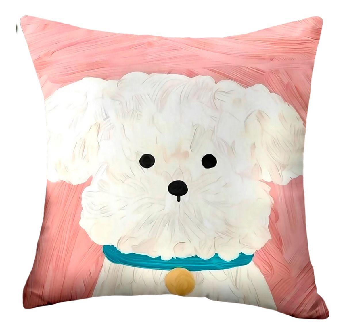 Funda Cojín 45x45 | Diseño Cachorro Blanco Decorativa - 780-0