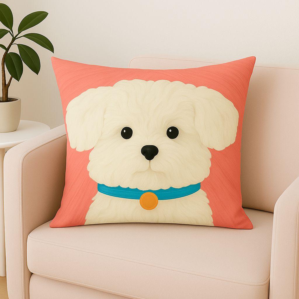 Funda Cojín 45x45 | Diseño Cachorro Blanco Decorativa - 780-2