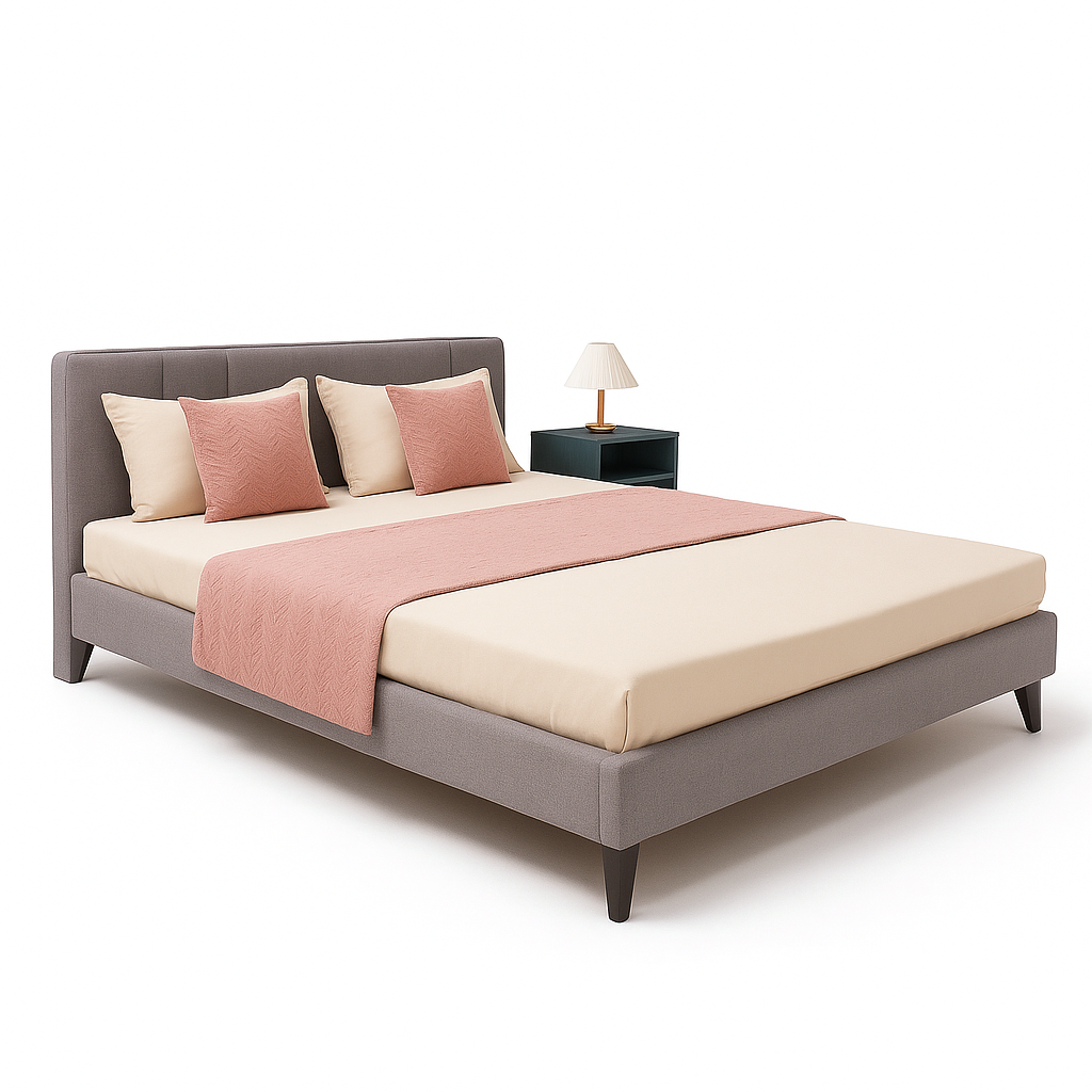 Juego Piecera + 2 Fundas de Cojin Rosa para Dormitorio Moderno -0