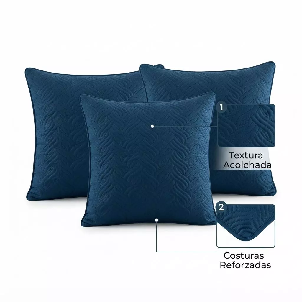 Funda Decorativa Plush Azul Texturizada Pack de 3 046 Estilo Único-2