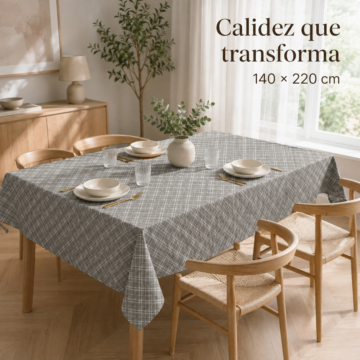 Mantel Rectangular Gris 140x220 cm Modelo 848-0