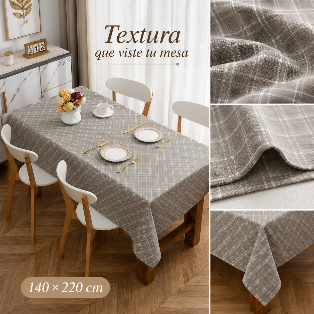 Mantel Rectangular Gris 140x220 cm Modelo 848-5