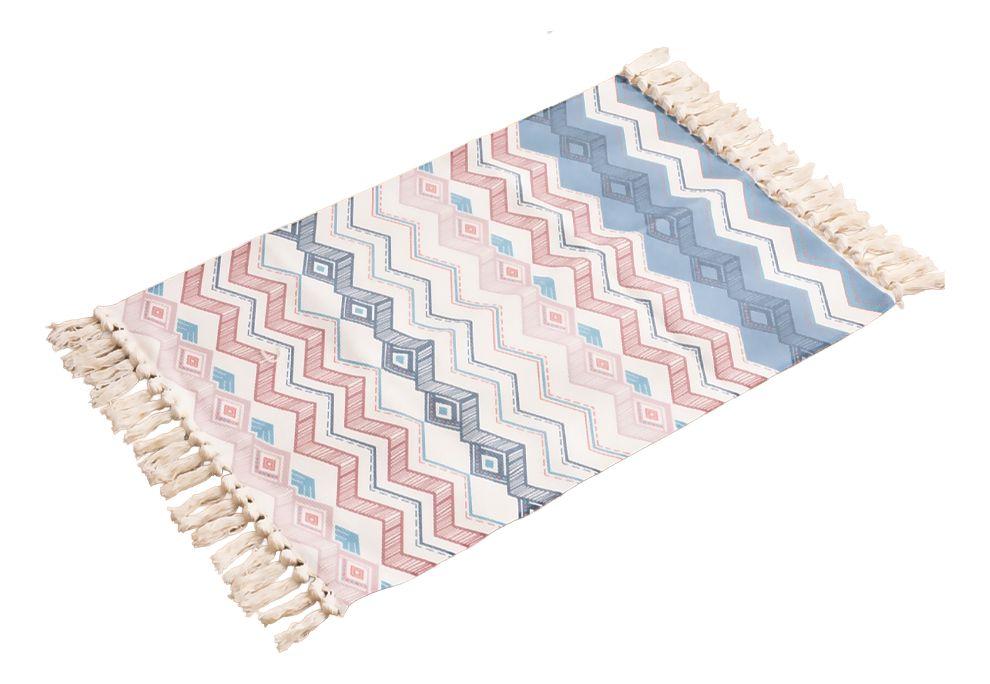 Bajada De Cama 60x90 Cm De Lino Con Diseño Zigzag Pastel 737-0