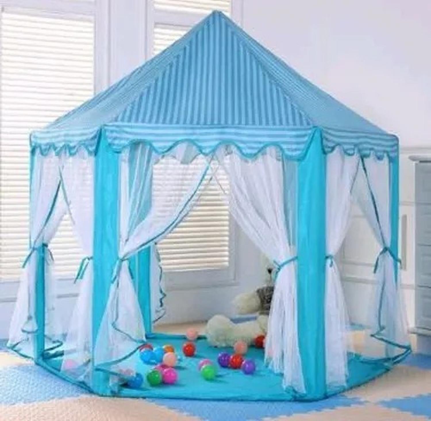 Carpa Castillo Tul Princesas Infantil Color Celeste-1