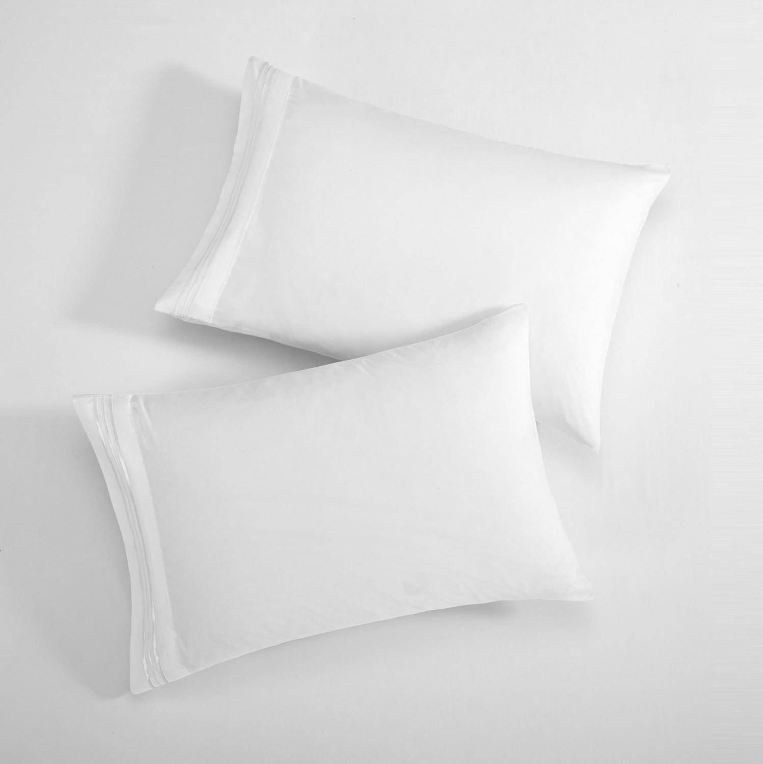 Sábanas Blancas Premium 1 Plaza con Fundas Bordadas de Microfibra-1