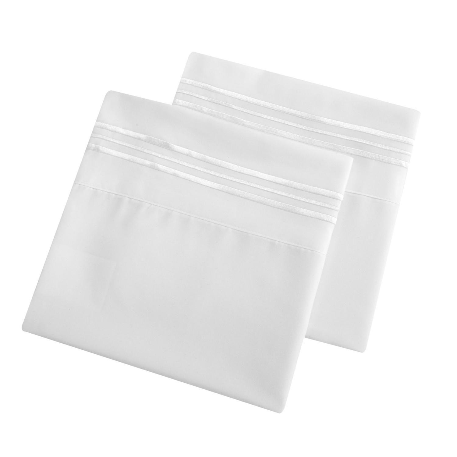 Sábanas Blancas Premium 1 Plaza con Fundas Bordadas de Microfibra-4