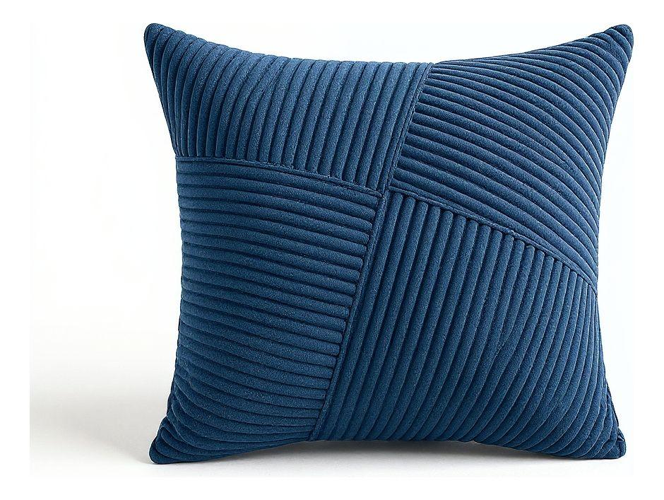 Funda De Cojín 45x45 Azul Textura Acanalada Lineas-0