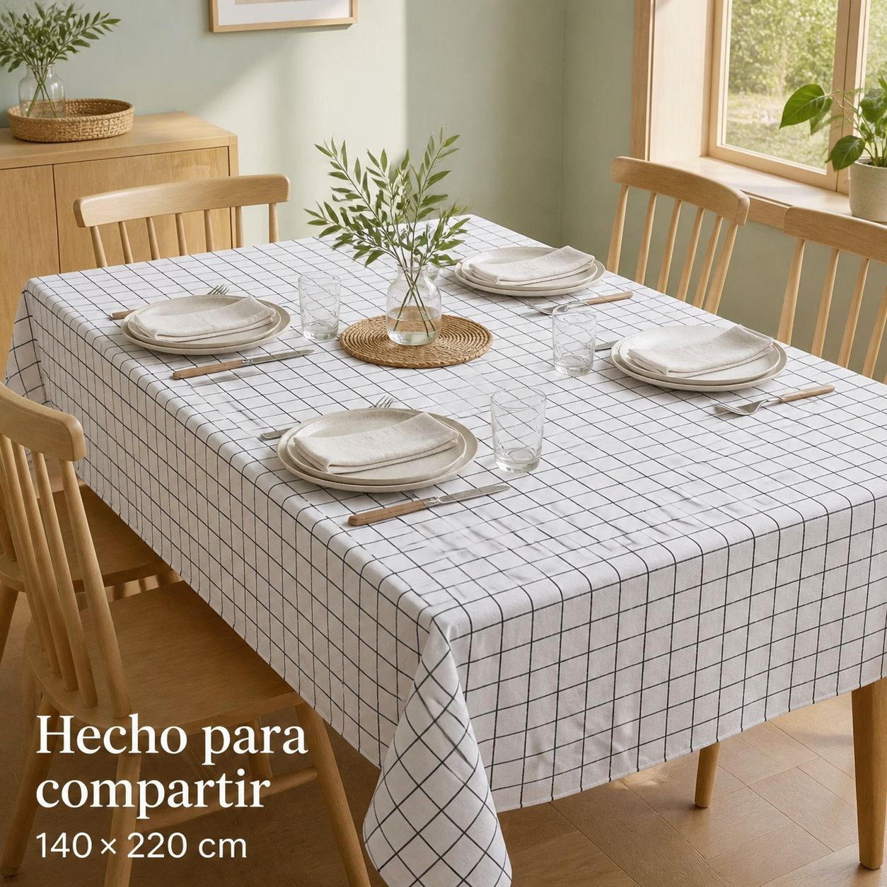 Mantel Rectangular Blanco 140x220 cm Modelo 846-2