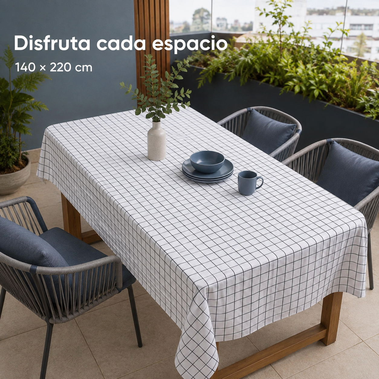 Mantel Rectangular Blanco 140x220 cm Modelo 846-3