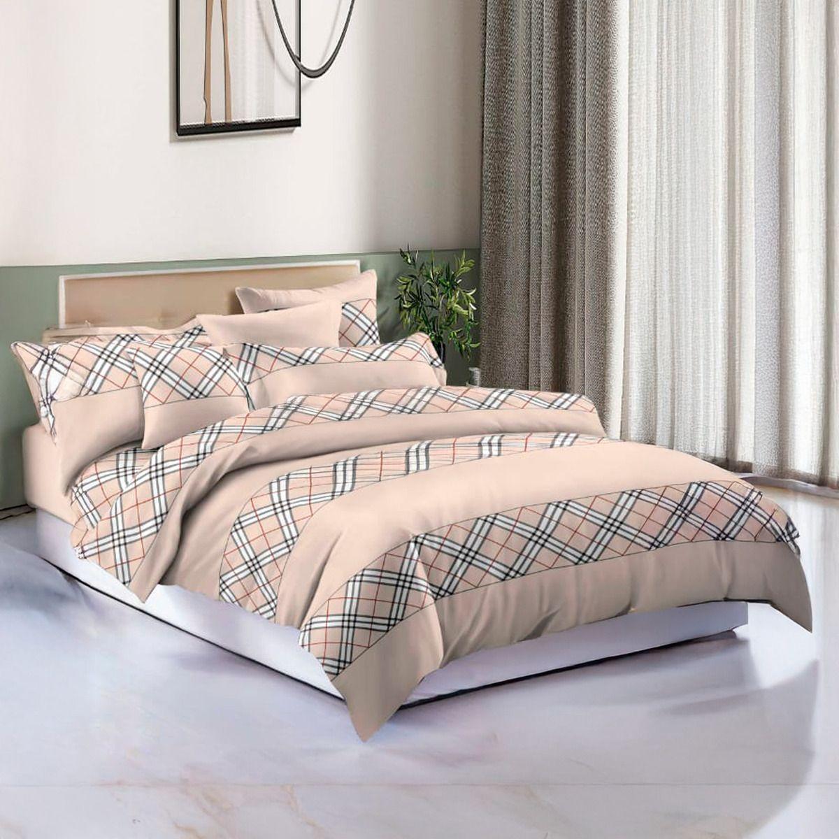 Sábanas 800 Hilos 1.5 Plazas | Diseño Beige Clásico - 825-2