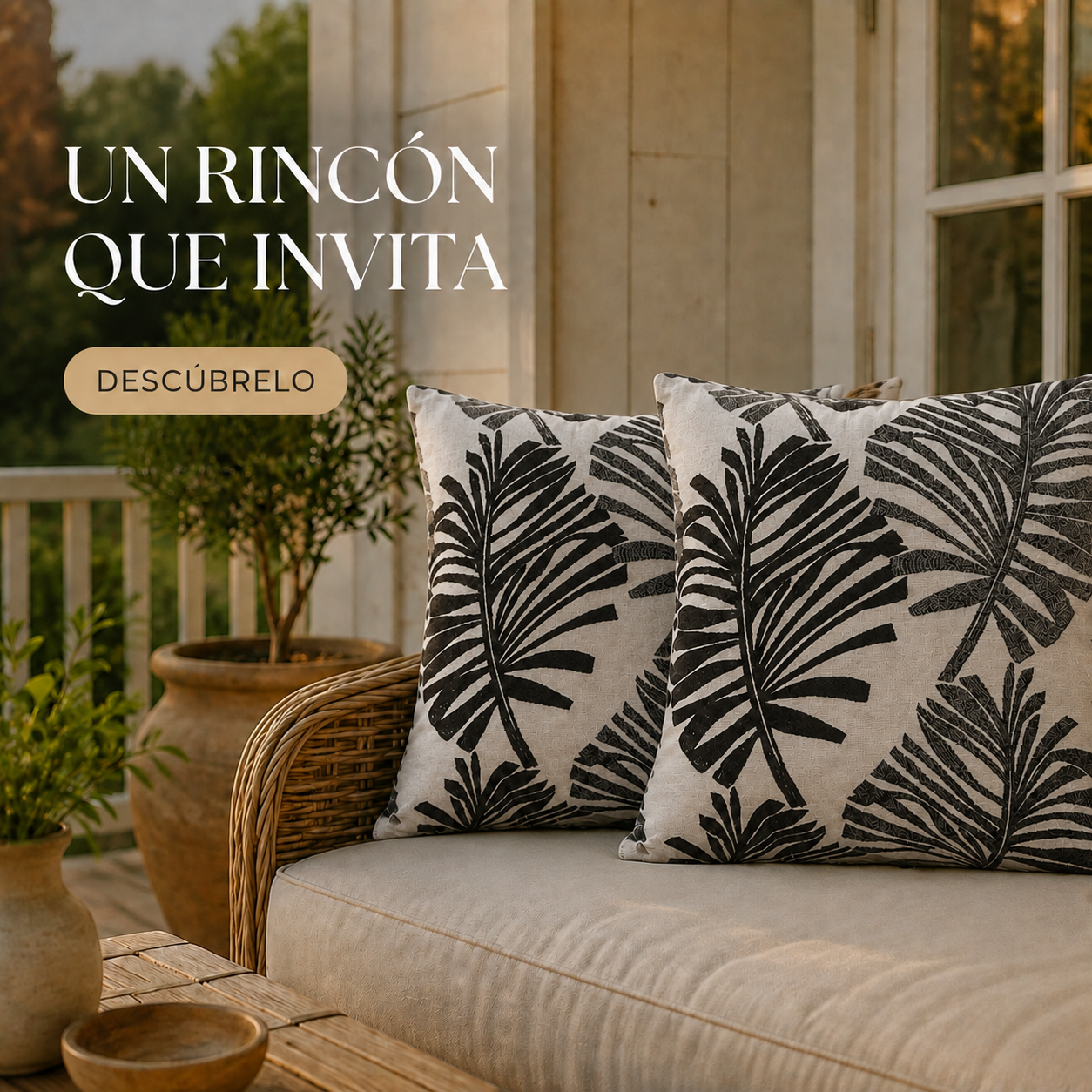 Fundas para cojin Elengantes Desing Hojas Negro - Pack 2 828 Alta Durabilidad-1