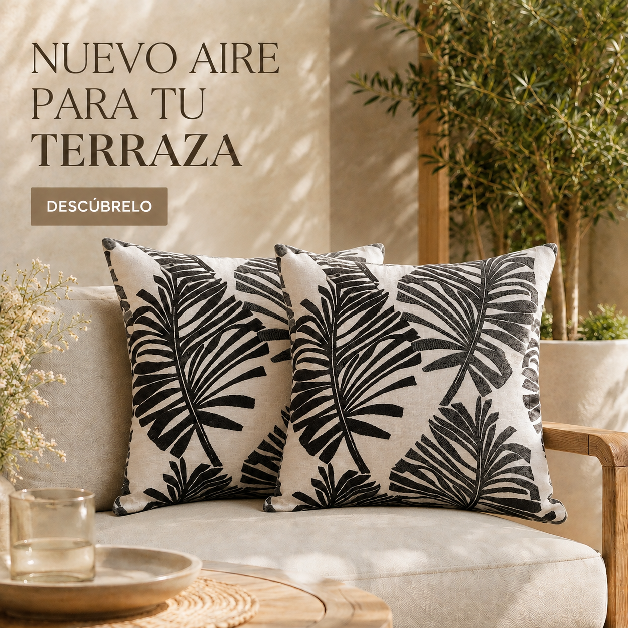 Fundas para cojin Elengantes Desing Hojas Negro - Pack 2 828 Alta Durabilidad-5