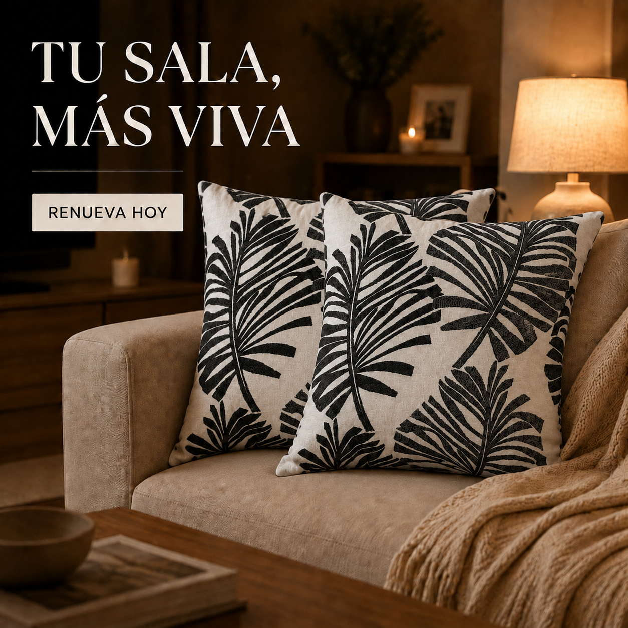 Fundas para cojin Elengantes Desing Hojas Negro - Pack 2 828 Alta Durabilidad-6