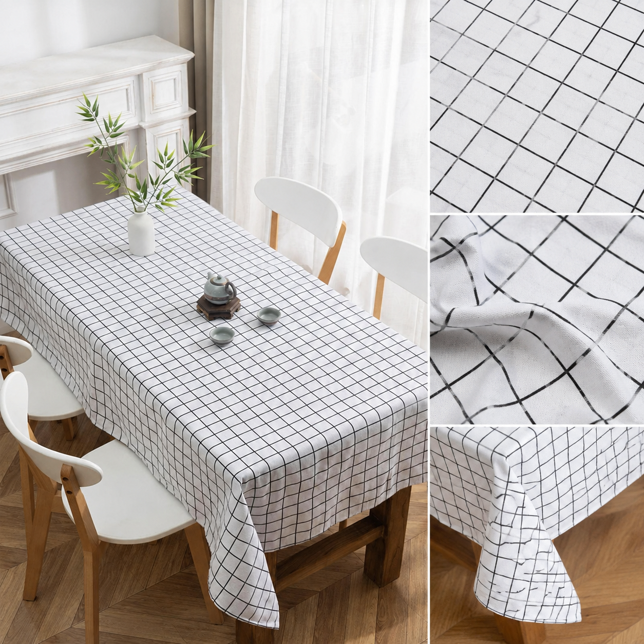 Mantel para Mesa de Comedor Rectangular Blanco 140x220 cm 846-7