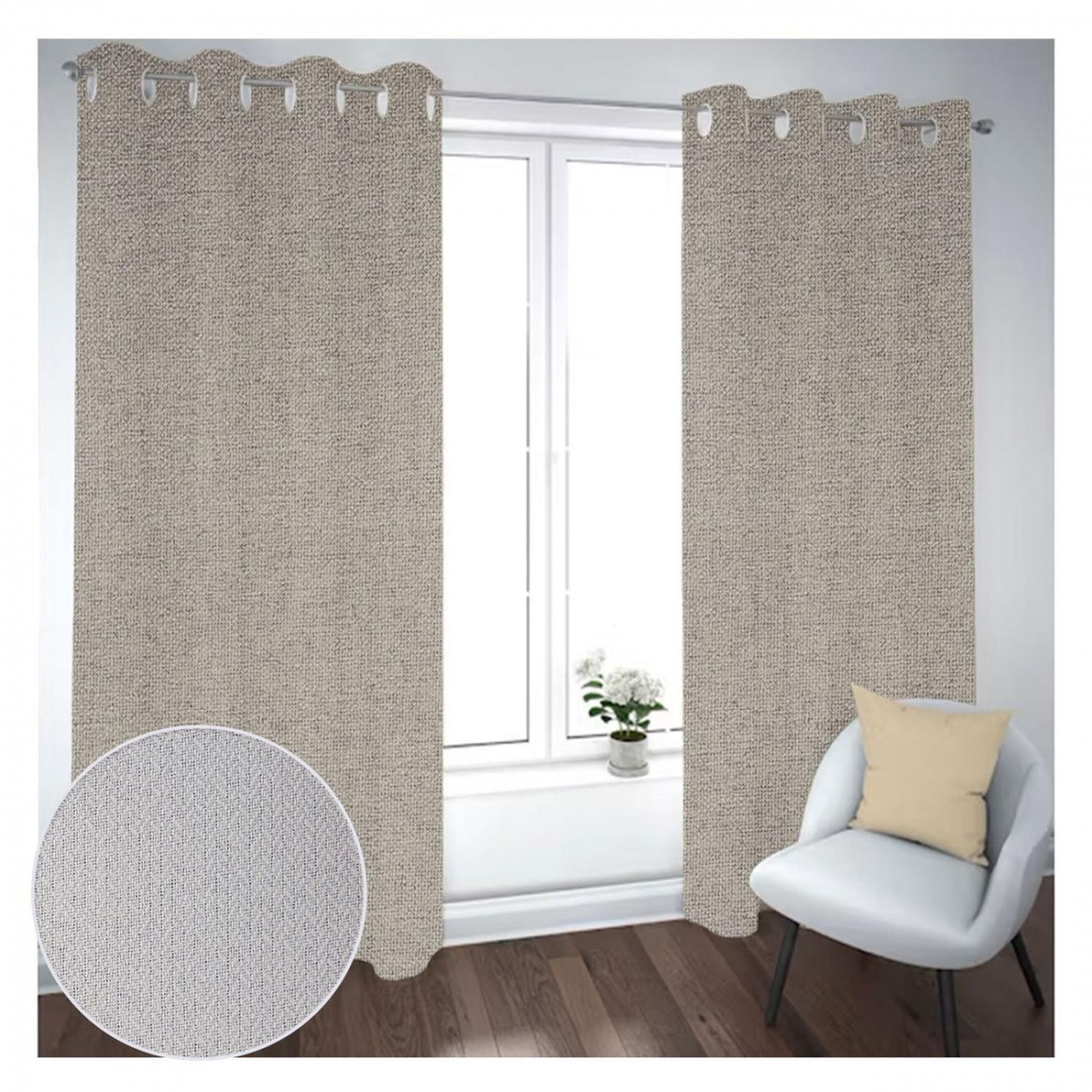 Cortina Black Out 2 Paños Decorativa Color Beige N°17 (140X230)-0