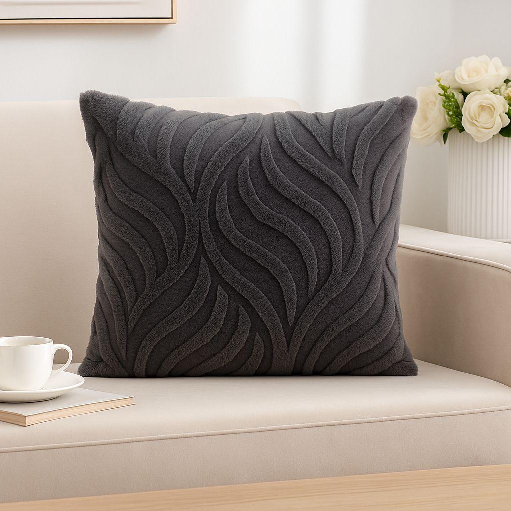 Funda Cojín 45x45cm Textura Aterciopelada Relieve Gris 444-1