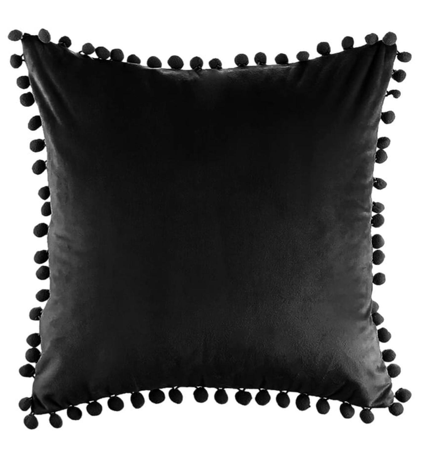 Funda Terciopelo Para Cojin Pompon Decorativas 45x45-0