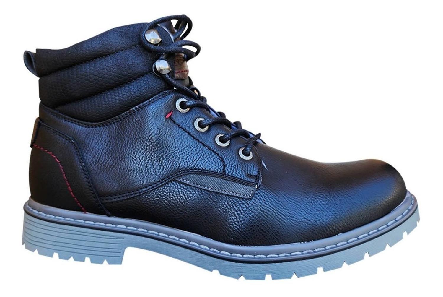 Botin Con Chiporro De Hombre Casual Con Cierre Y Cordón Negro - 7051-1