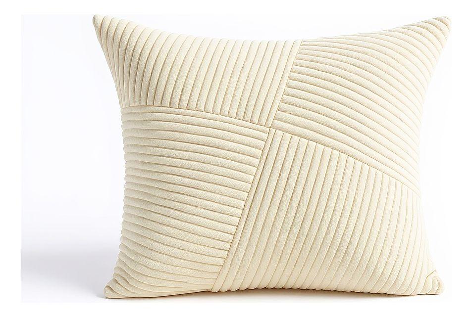 Funda De Cojín 45x45 Blanco Marfil Textura Acanalada Lineas-0