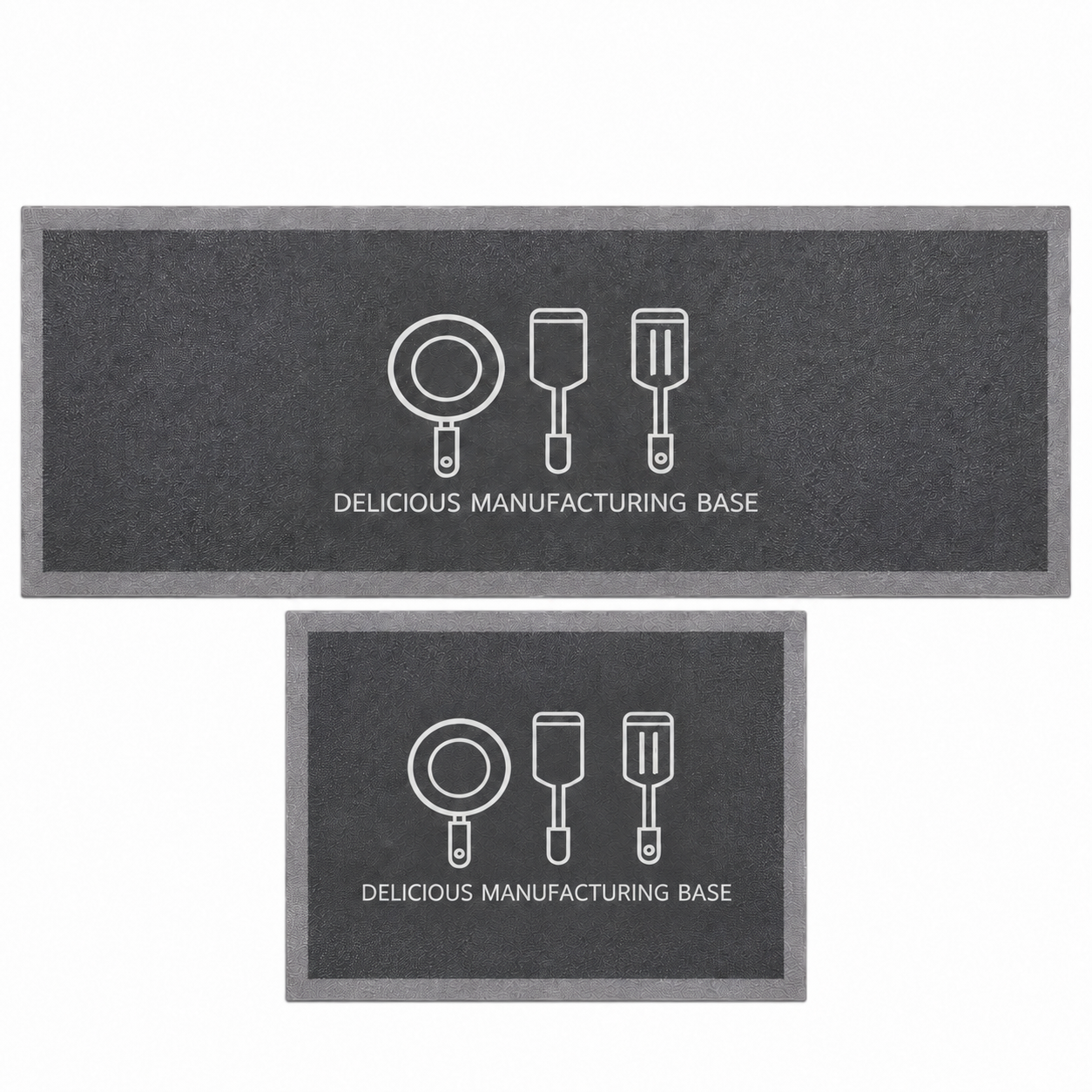 Set 2 Alfombras de Cocina Armonia Gris Oscuro Diseño Utensilio 270-0