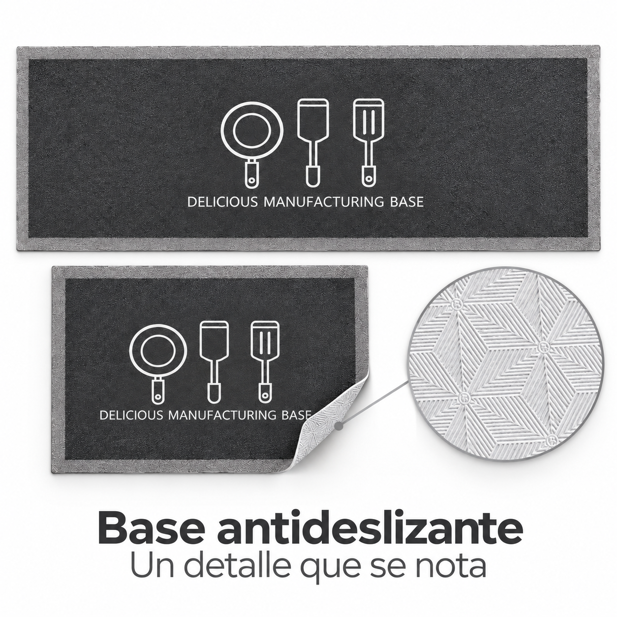 Set 2 Alfombras de Cocina Armonia Gris Oscuro Diseño Utensilio 270-3