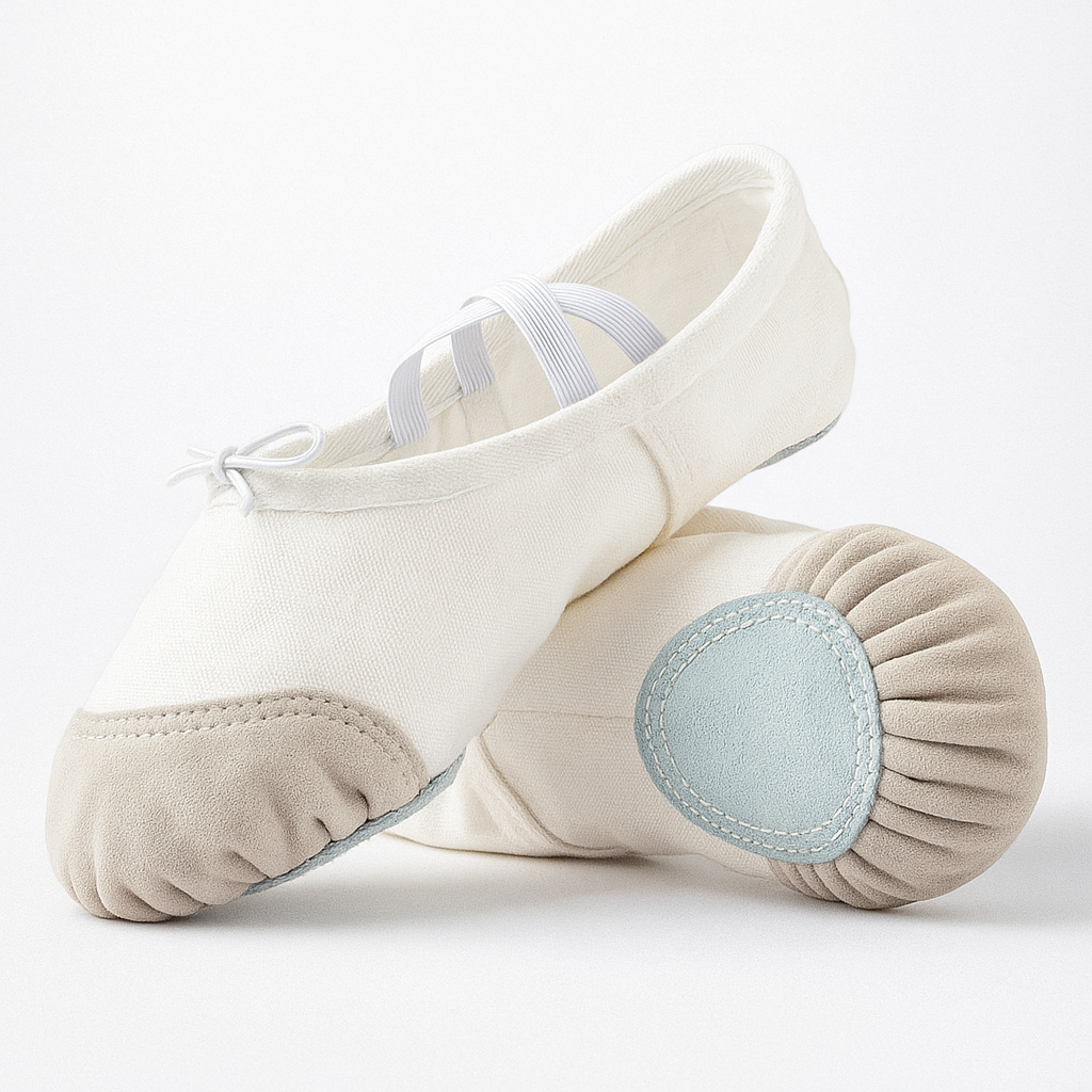 Media Punta Zapatilla De Ballet Niña Lona y Gamuza Blanco 7701-0