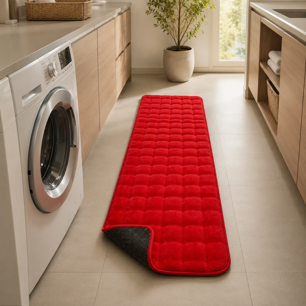 Alfombra Pasillera Peluda Bajada De Cama - Rojo 602 Elegante-7