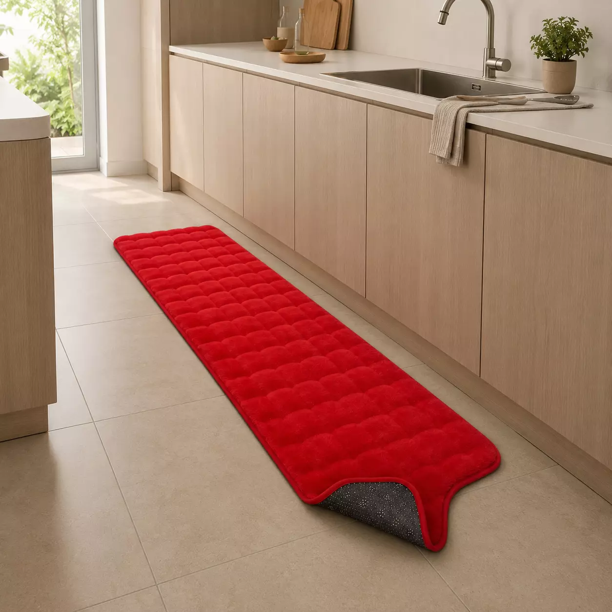 Alfombra Pasillera Peluda Bajada De Cama - Rojo 602 Elegante-8