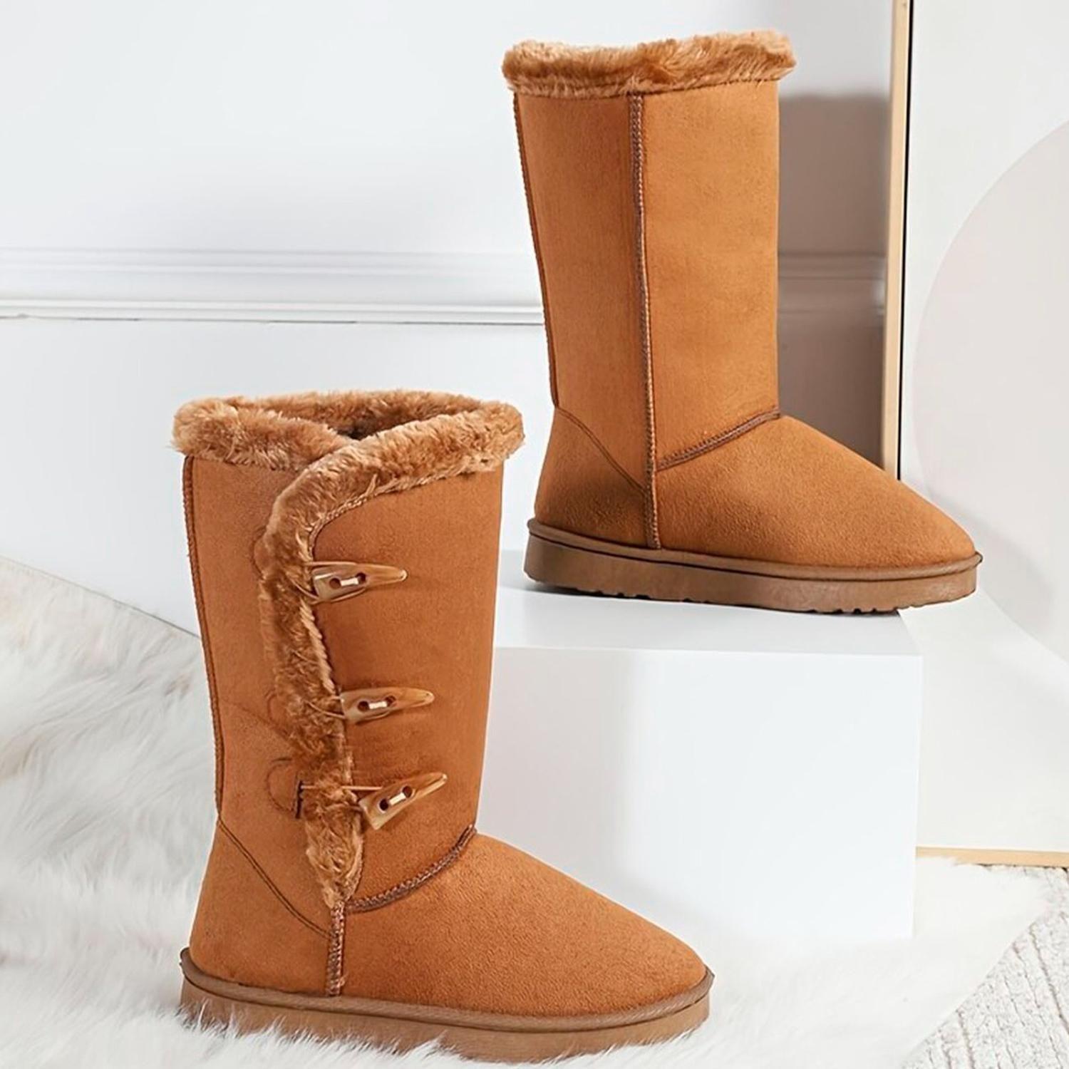 Botines Mujer Invierno Con Chiporro Abrigadores Café Claro - 7186-2