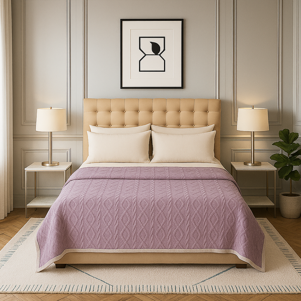 Manta Sherpa suave lila diseño geométrico 160x220 cama sofá-2