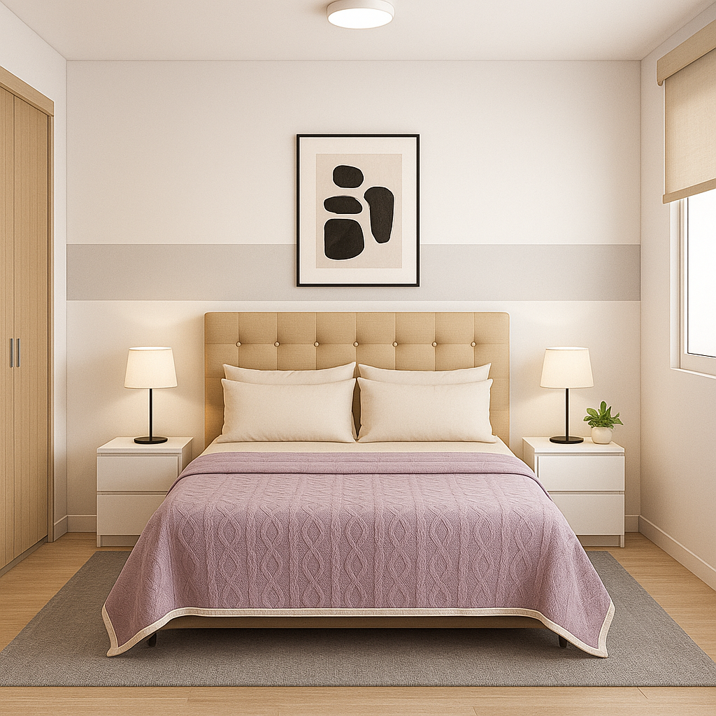 Manta Sherpa suave lila diseño geométrico 160x220 cama sofá-3