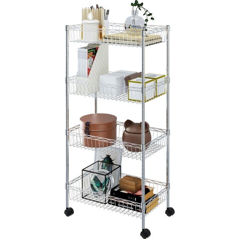 Carro Organizador Metálico de 4 Niveles con Canastos y ruedas-2