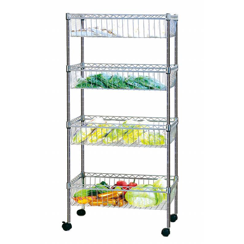 Carro Organizador Metálico de 4 Niveles con Canastos y ruedas-3