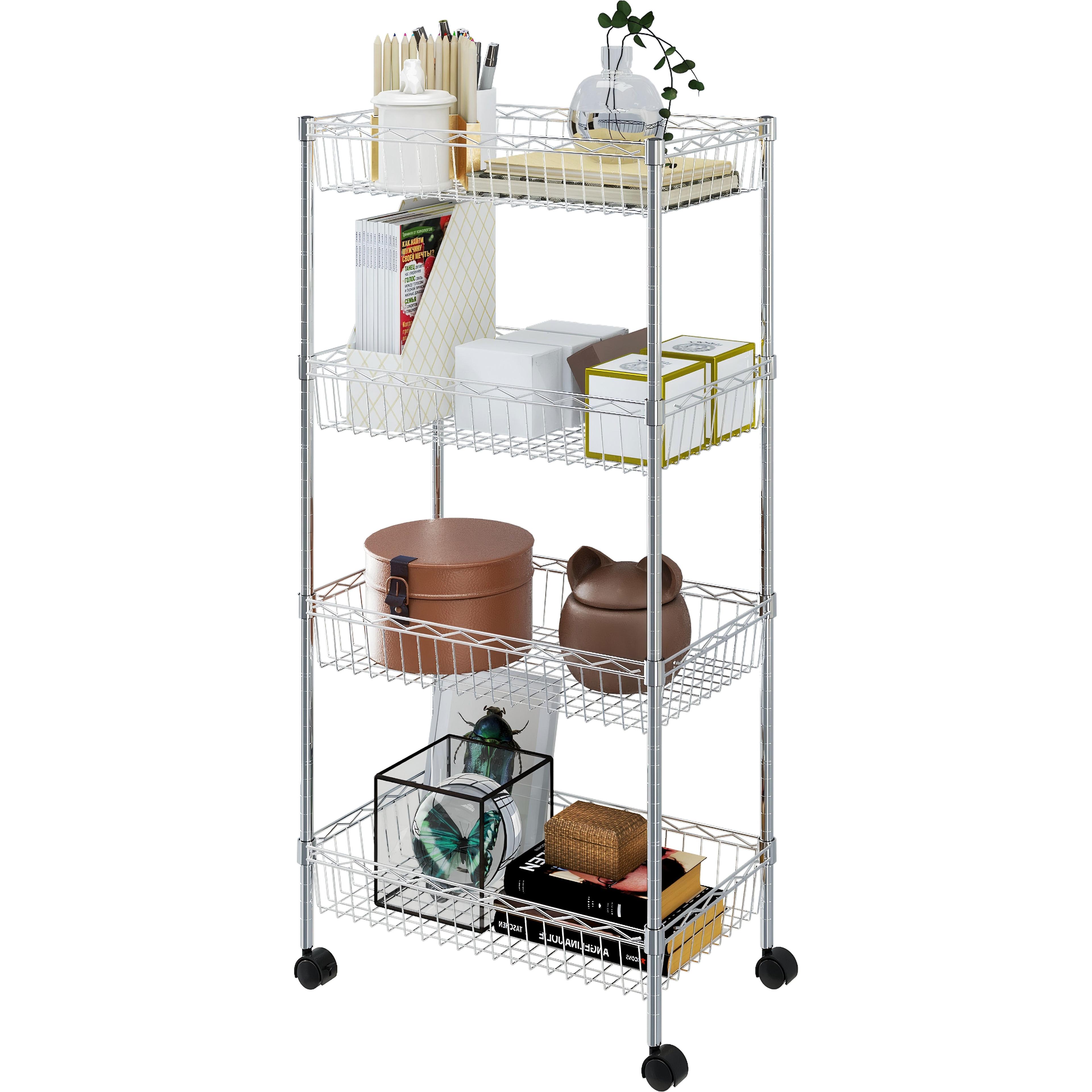 Carro Organizador Metálico de 4 Niveles con Canastos y ruedas-4
