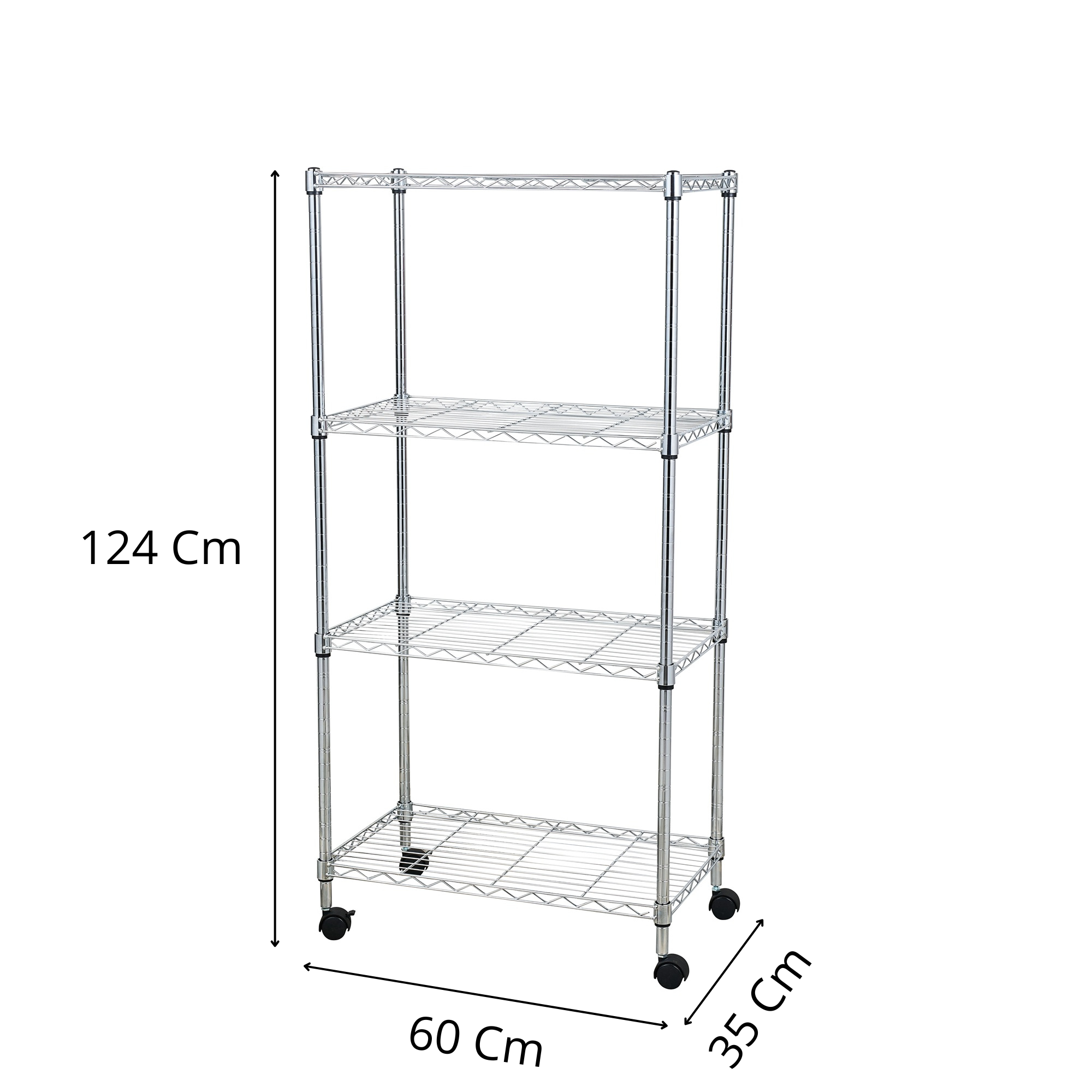 Estantería Cromada Liviana con Ruedas – 4 Niveles-2
