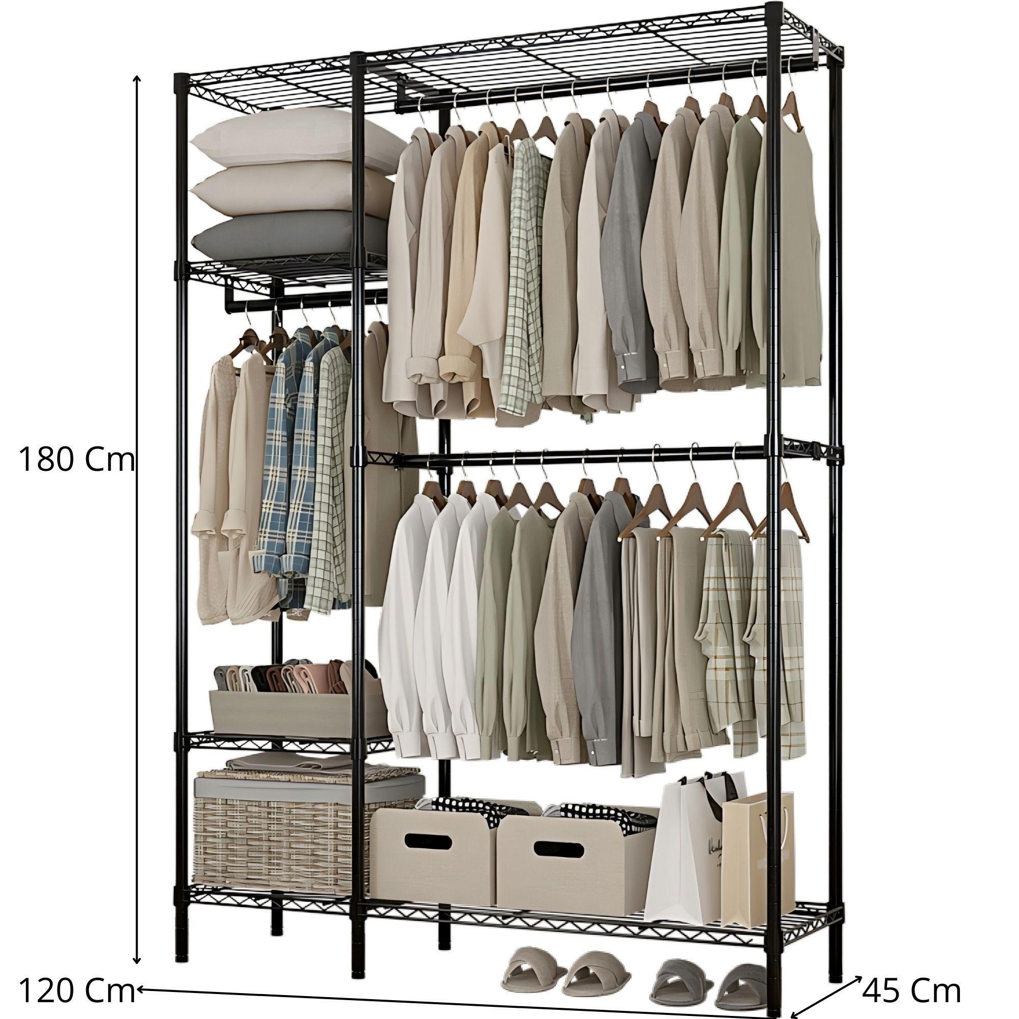 Organizador Negro Ajustable de 4 Niveles + 3 Barras para Colgar-2