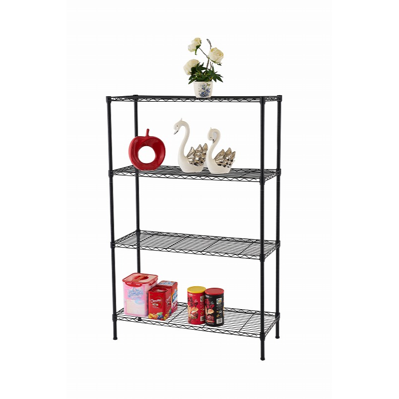 Estantería Negra de 4 Niveles con Patas Niveladoras-2