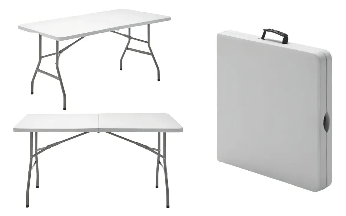 Mesa Plegable Portatil 150x74 cm Blanca-2