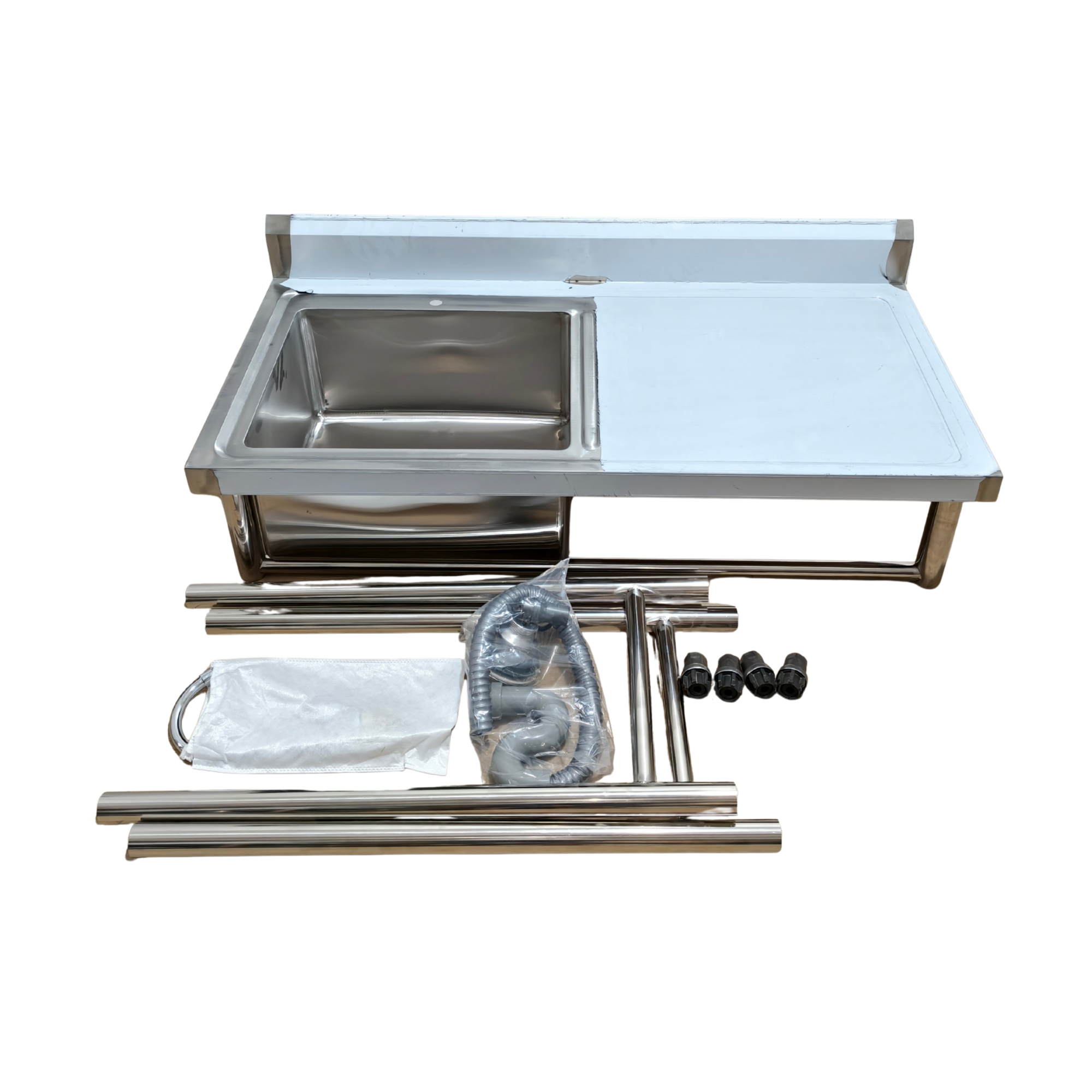 Lavafondo Acero Inoxidable 120x60 cm con Secador Derecho-1