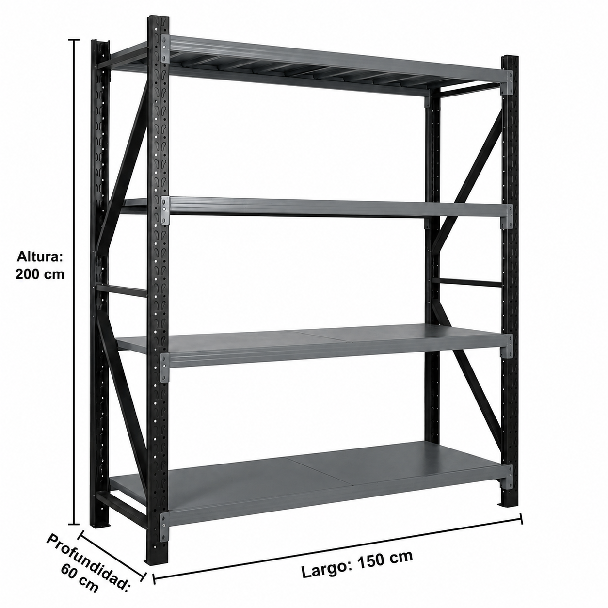 Estante Rack 150x60x200cm 800kg-3