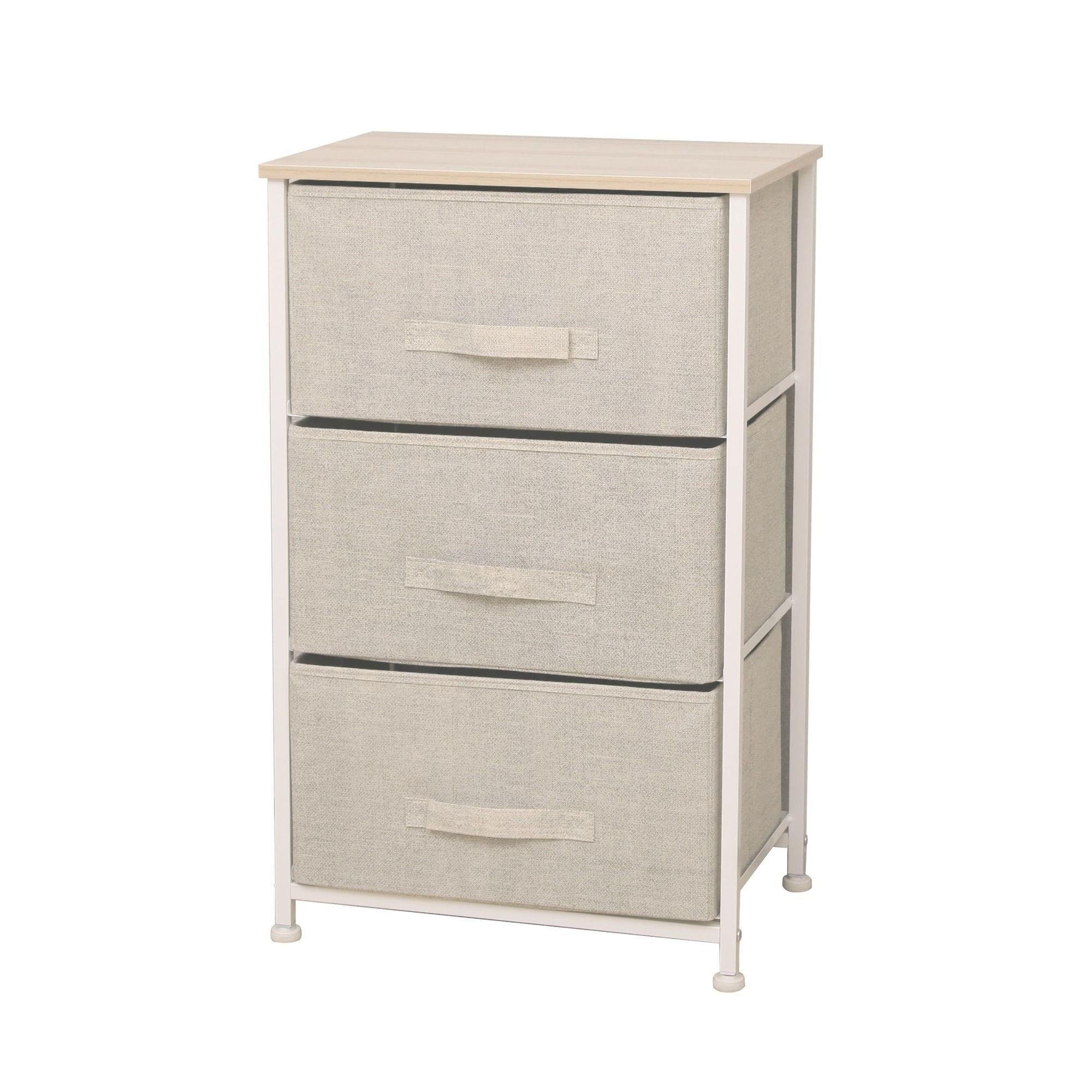 Cajonera Comoda 3 Cajones Estructura Metalica Beige-0