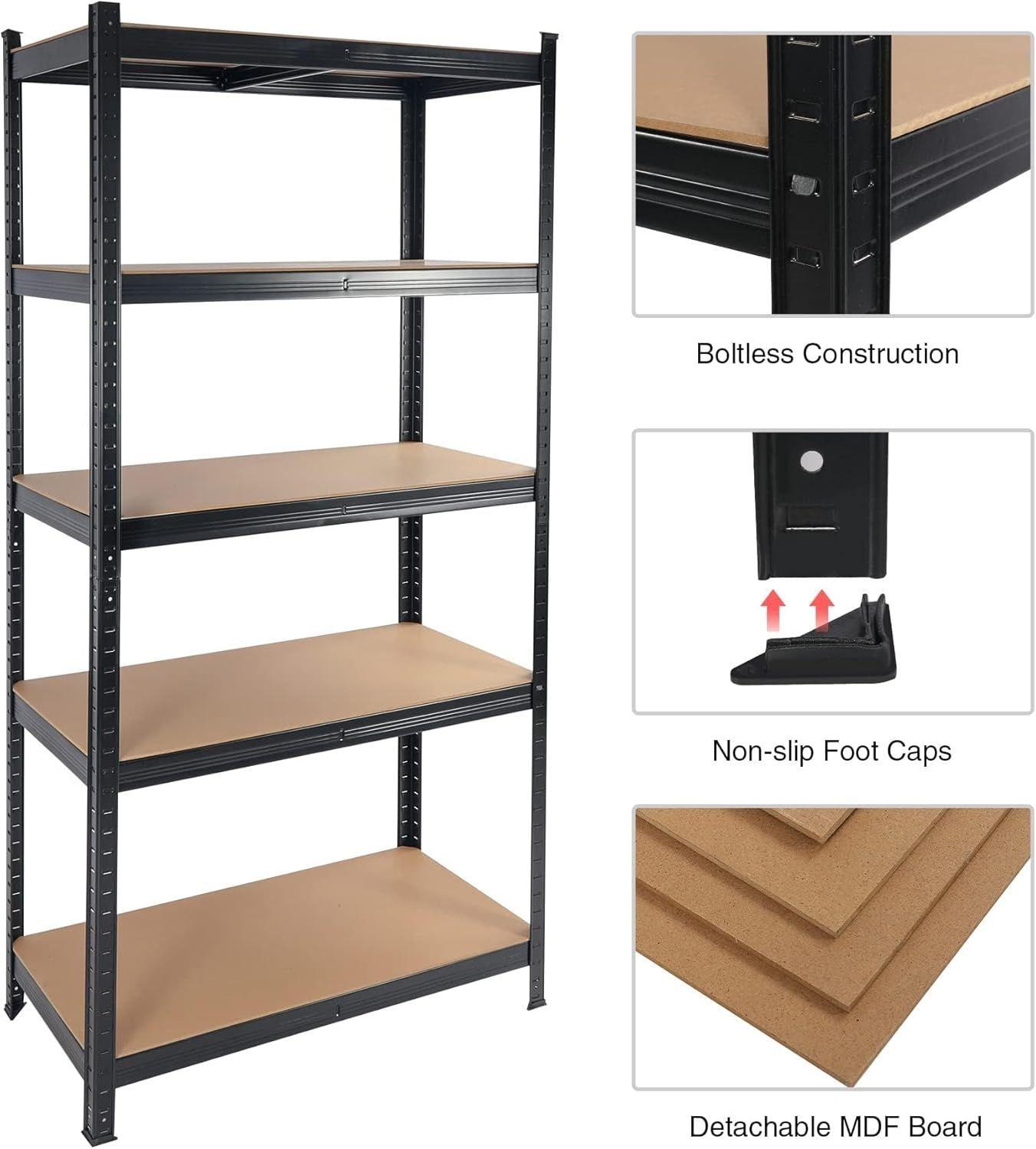 Estante de acero pintada 90x30x180 cm con 5 bandejas – capacidad total 875 kg-3